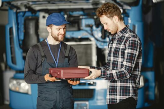 tradesmen discussing employee or contractor issues